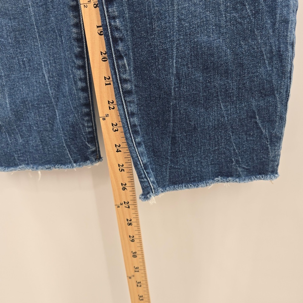 Express Jeans Womens 4 High Waisted Straight Leg Distressed Raw Hem Blue - Picture 5 of 13